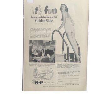 Vintage 1953 Southern Pacific Railroad Golden State Ad Advertisement